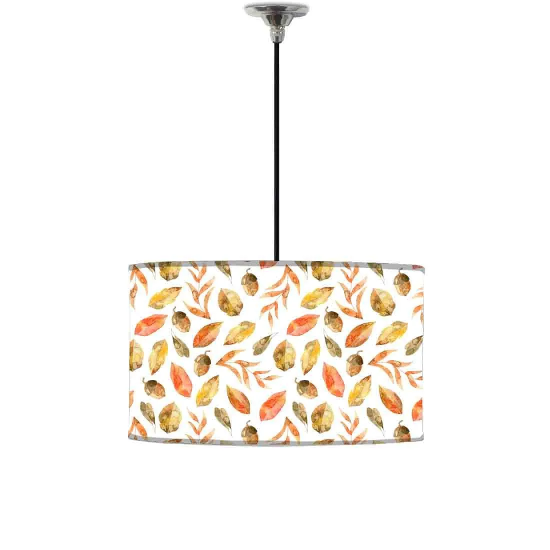 Ceiling Lamp Hanging Drum Lampshade - Orange Leaf
