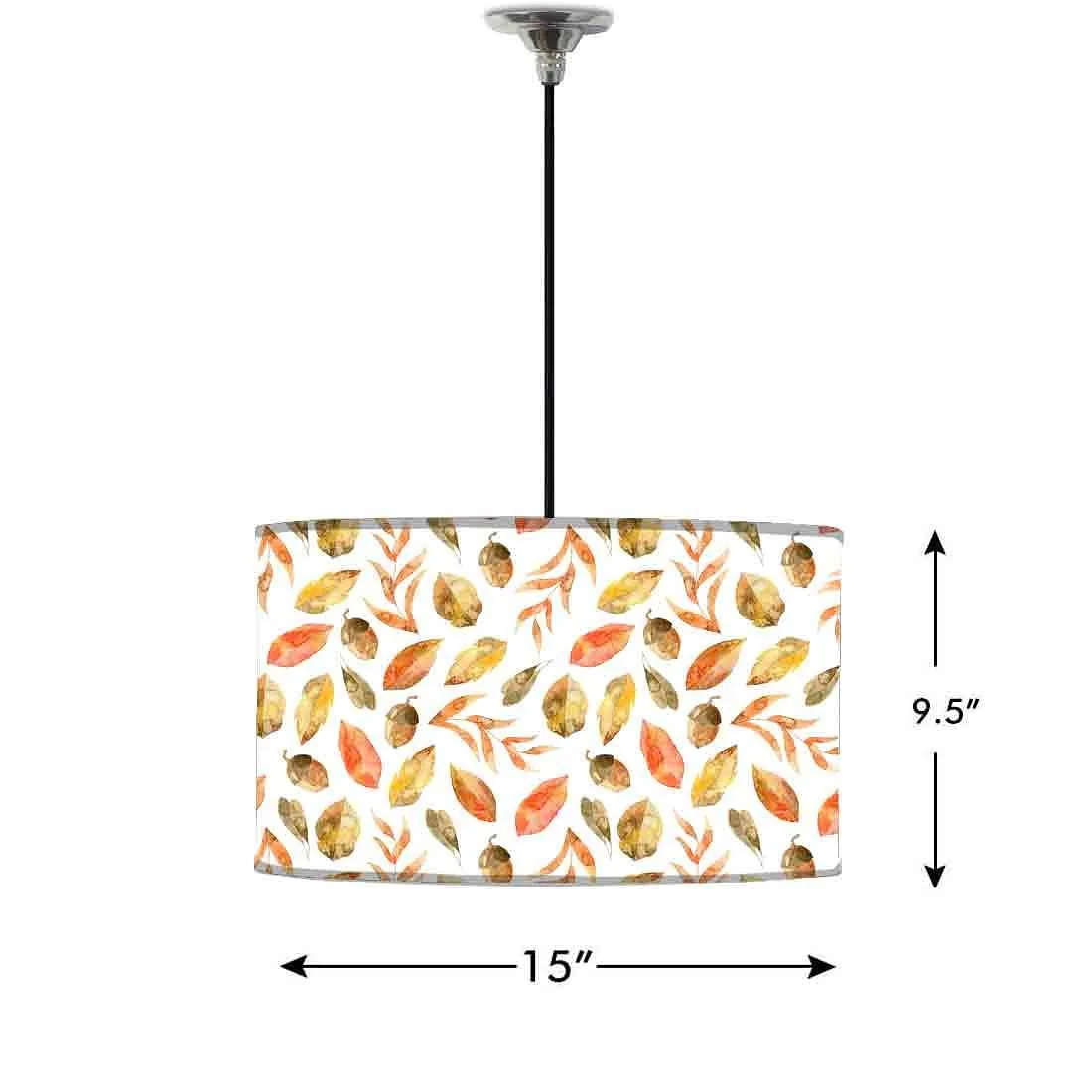 Ceiling Lamp Hanging Drum Lampshade - Orange Leaf