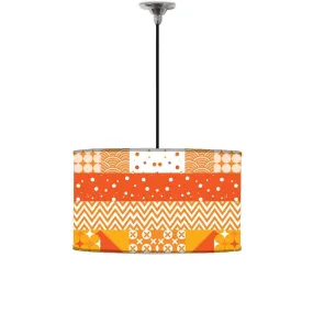 Ceiling Lamp Hanging Drum Lampshade - Pattern Orange