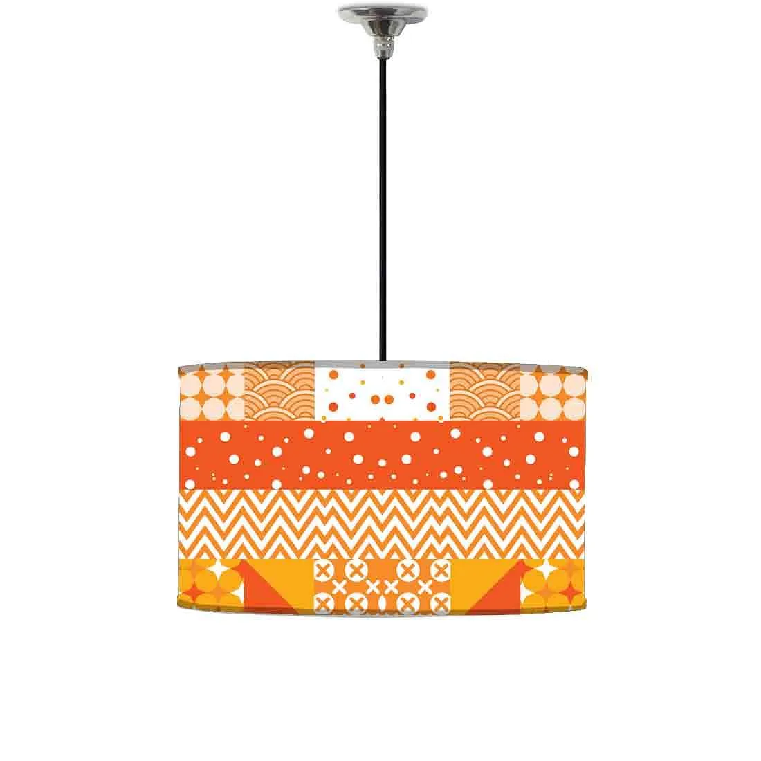 Ceiling Lamp Hanging Drum Lampshade - Pattern Orange