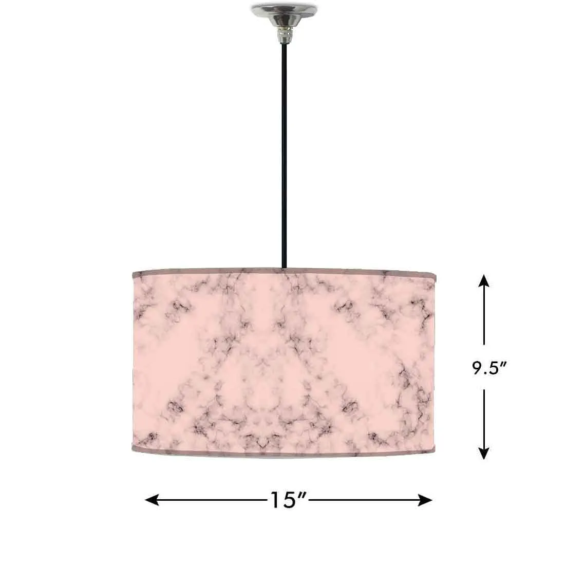 Ceiling Lamp Hanging Drum Lampshade - Peach Color Designer Marble Pastle