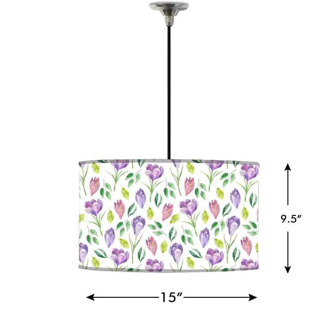 Ceiling Lamp Hanging Drum Lampshade - Purple Flower