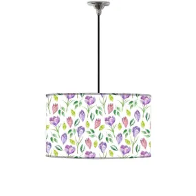 Ceiling Lamp Hanging Drum Lampshade - Purple Flower