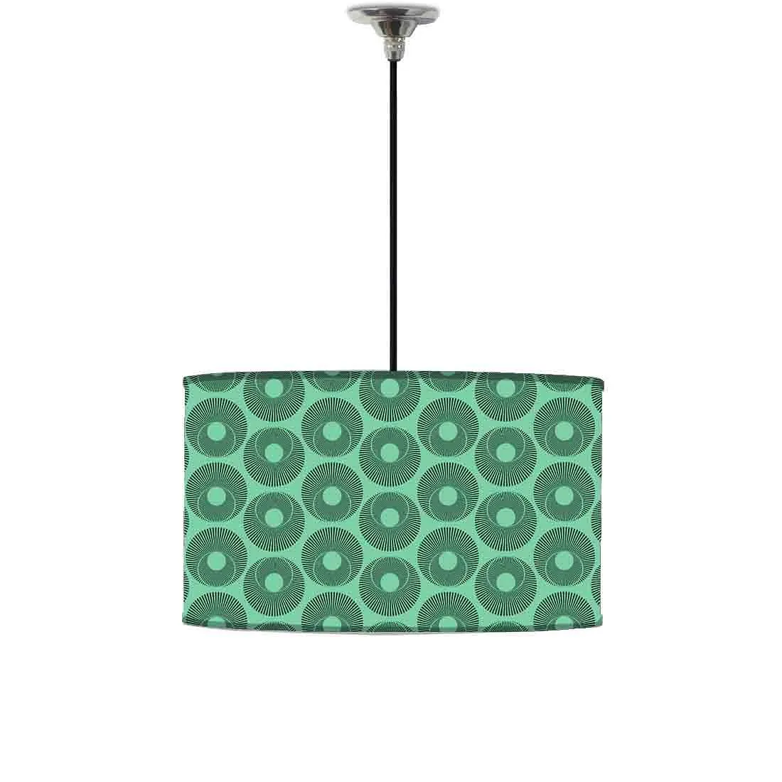 Ceiling Lamp Hanging Drum Lampshade - Retro Green Art