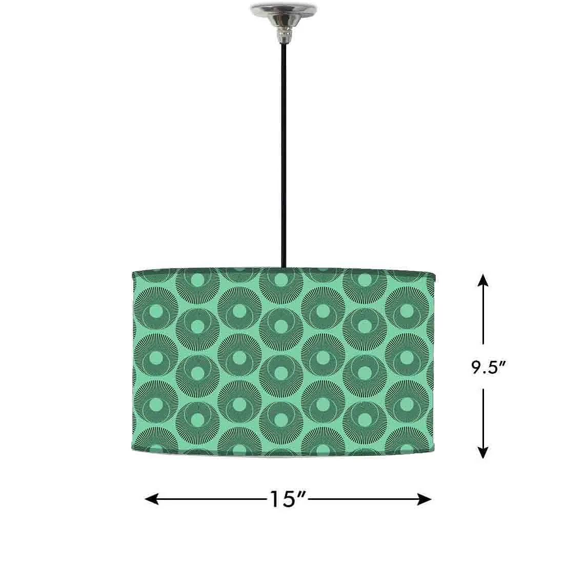 Ceiling Lamp Hanging Drum Lampshade - Retro Green Art