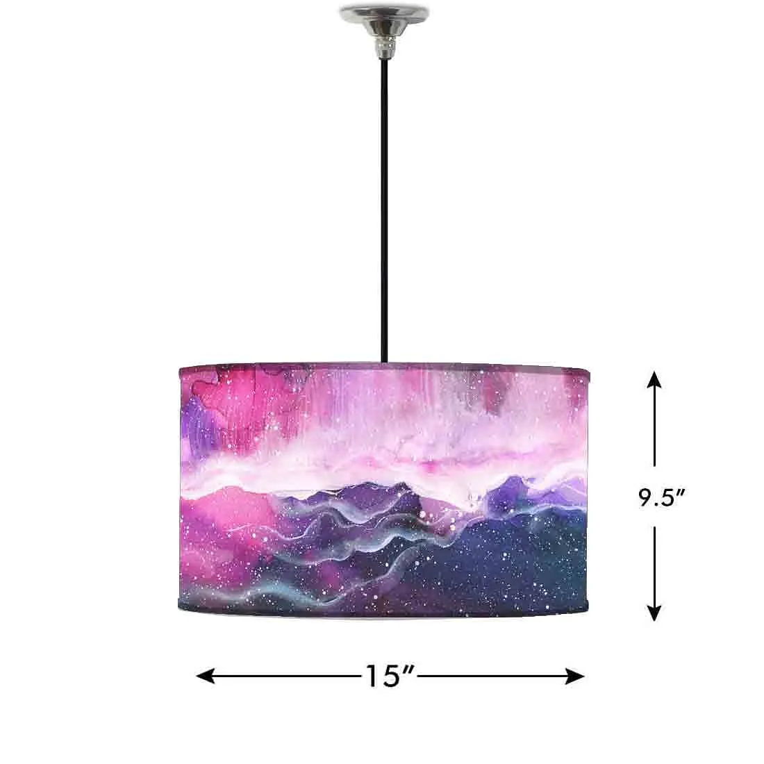 Ceiling Lamp Hanging Drum Lampshade - Space Colorful Watercolor