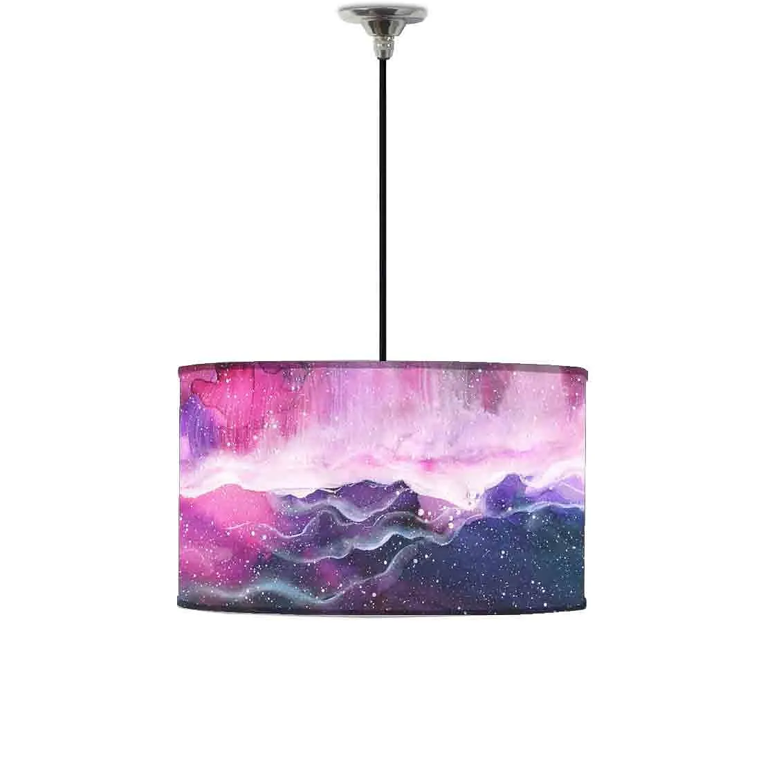 Ceiling Lamp Hanging Drum Lampshade - Space Colorful Watercolor