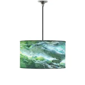 Ceiling Lamp Hanging Drum Lampshade - Space Dark Green Watercolor