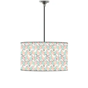 Ceiling Lamp Hanging Drum Lampshade - White and Peach Marble Pastle