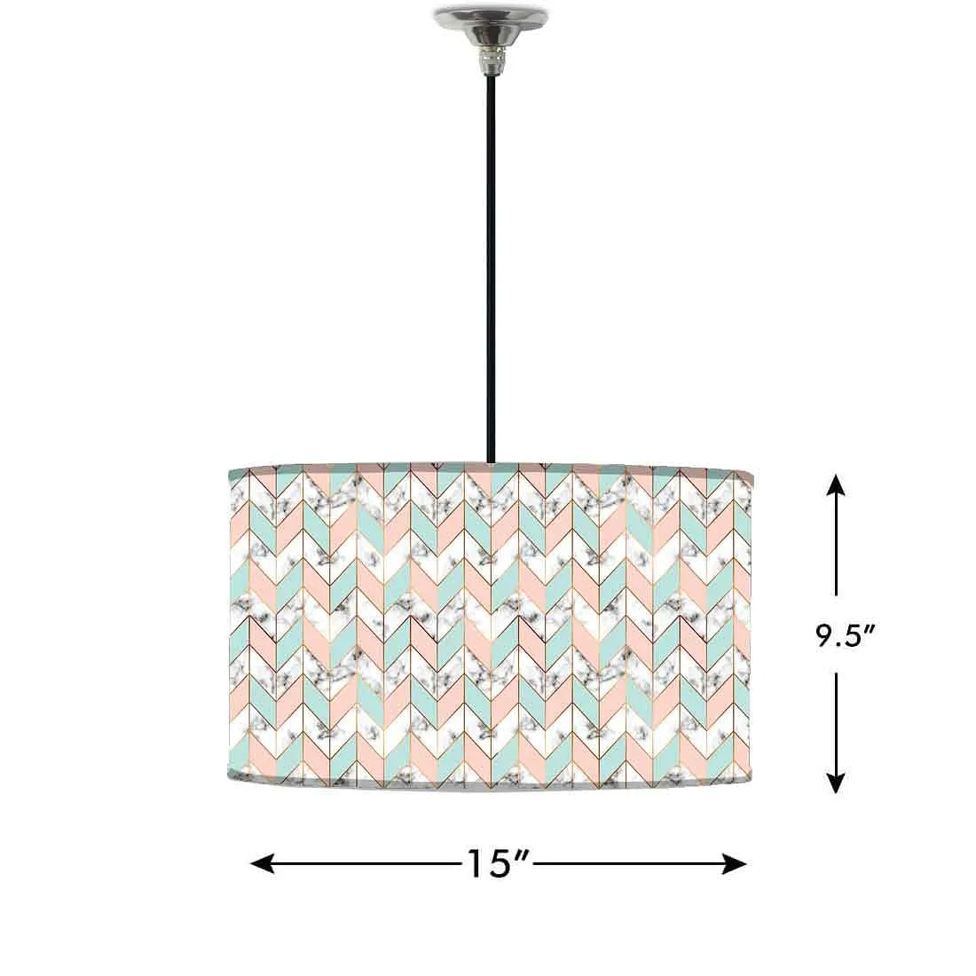 Ceiling Lamp Hanging Drum Lampshade - White and Peach Marble Pastle