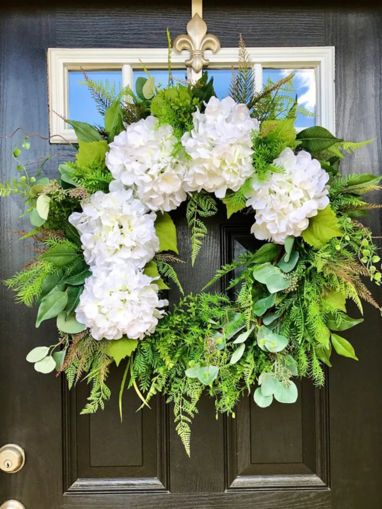 Classic White Wreath | Elegant hydrangea Door Wreath