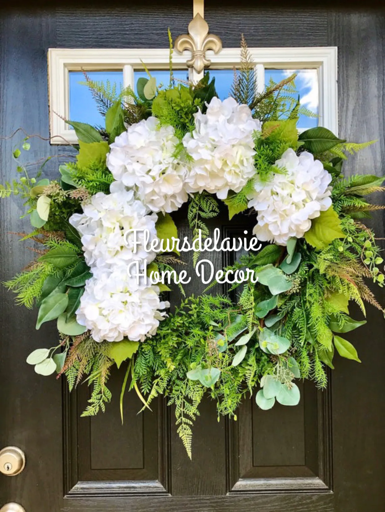 Classic White Wreath | Elegant hydrangea Door Wreath