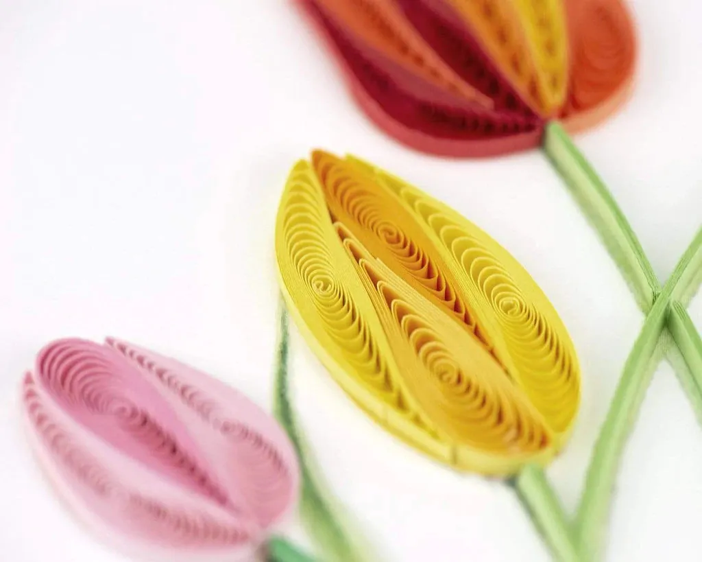 Colorful Tulips - Blank Quilling Card