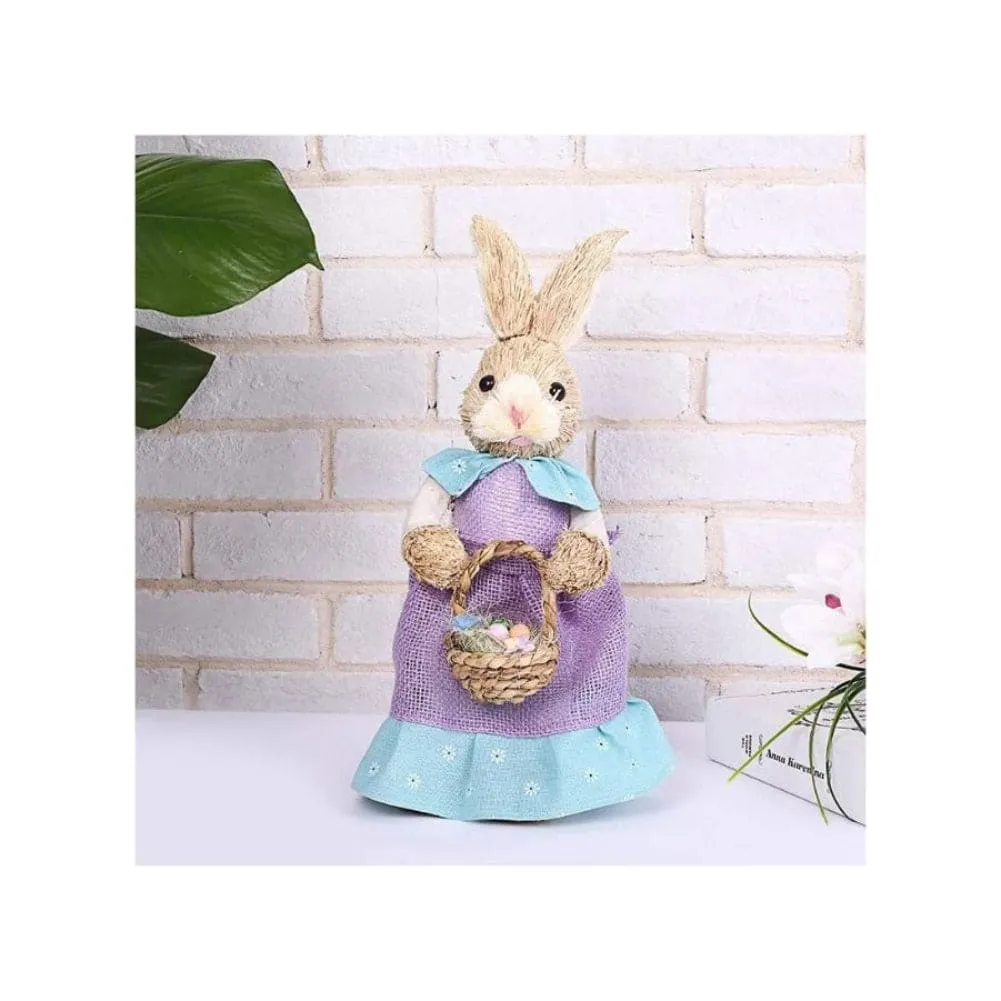 Cute Straw Rabbit Bunny Easter Decorations Holiday Home Garden Wedding Ornament Photo Props Crafts, Female