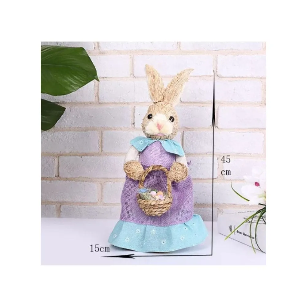 Cute Straw Rabbit Bunny Easter Decorations Holiday Home Garden Wedding Ornament Photo Props Crafts, Female