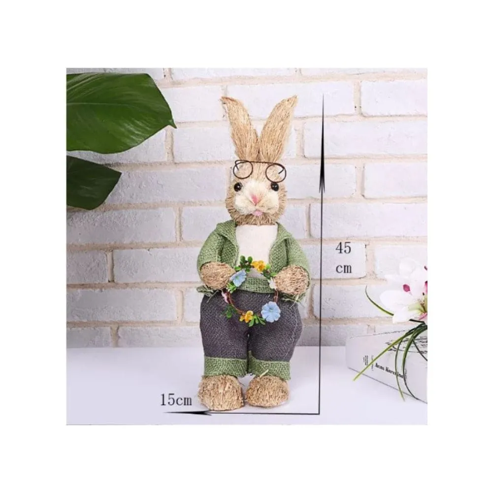 Cute Straw Rabbit Bunny Easter Decorations Holiday Home Garden Wedding Ornament Photo Props Crafts, Male