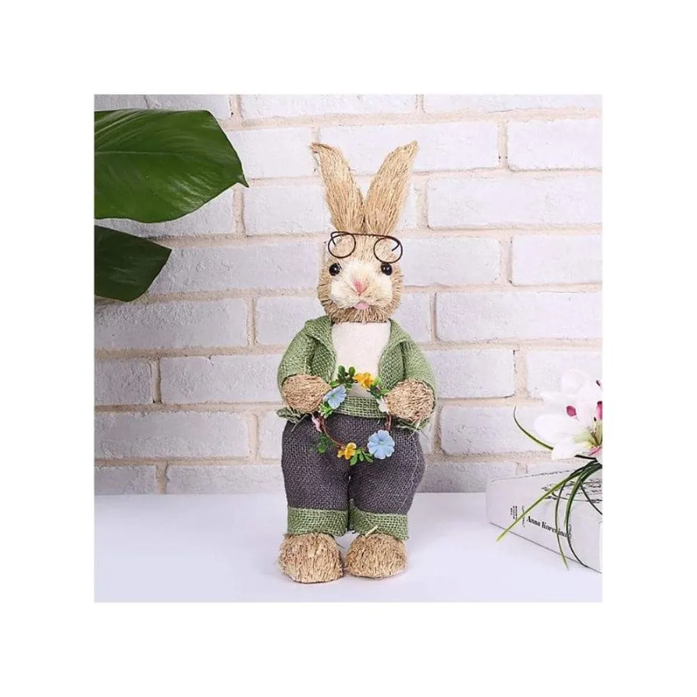 Cute Straw Rabbit Bunny Easter Decorations Holiday Home Garden Wedding Ornament Photo Props Crafts, Male