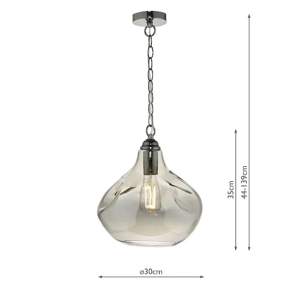 Dar Esarosa Pendant Black Chrome and Smoked Glass