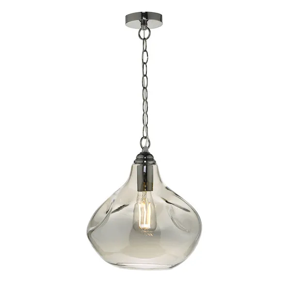 Dar Esarosa Pendant Black Chrome and Smoked Glass