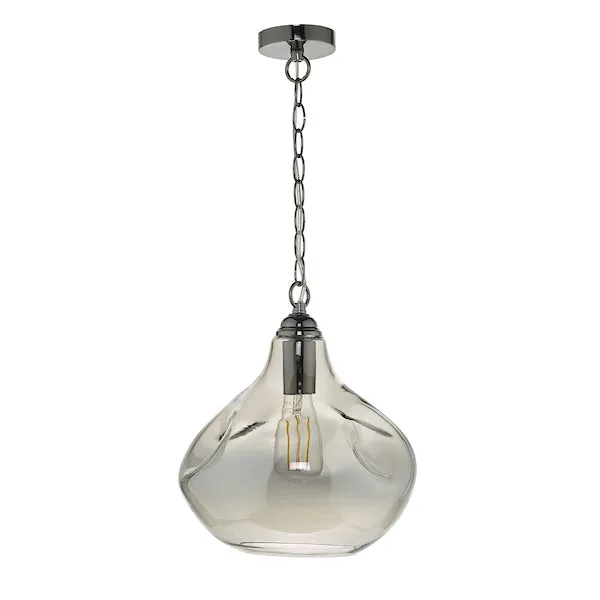 Dar Esarosa Pendant Black Chrome and Smoked Glass