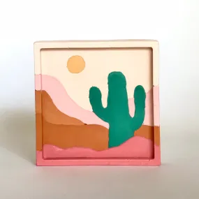 Desert Solitude: Minimalist Art Flatware Coaster