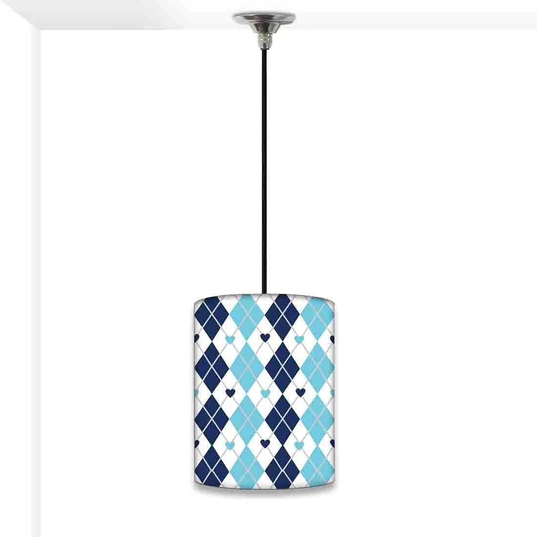 Designer Blue Pendant Lamp - Blue Plaids