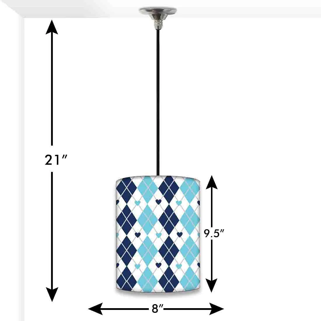 Designer Blue Pendant Lamp - Blue Plaids
