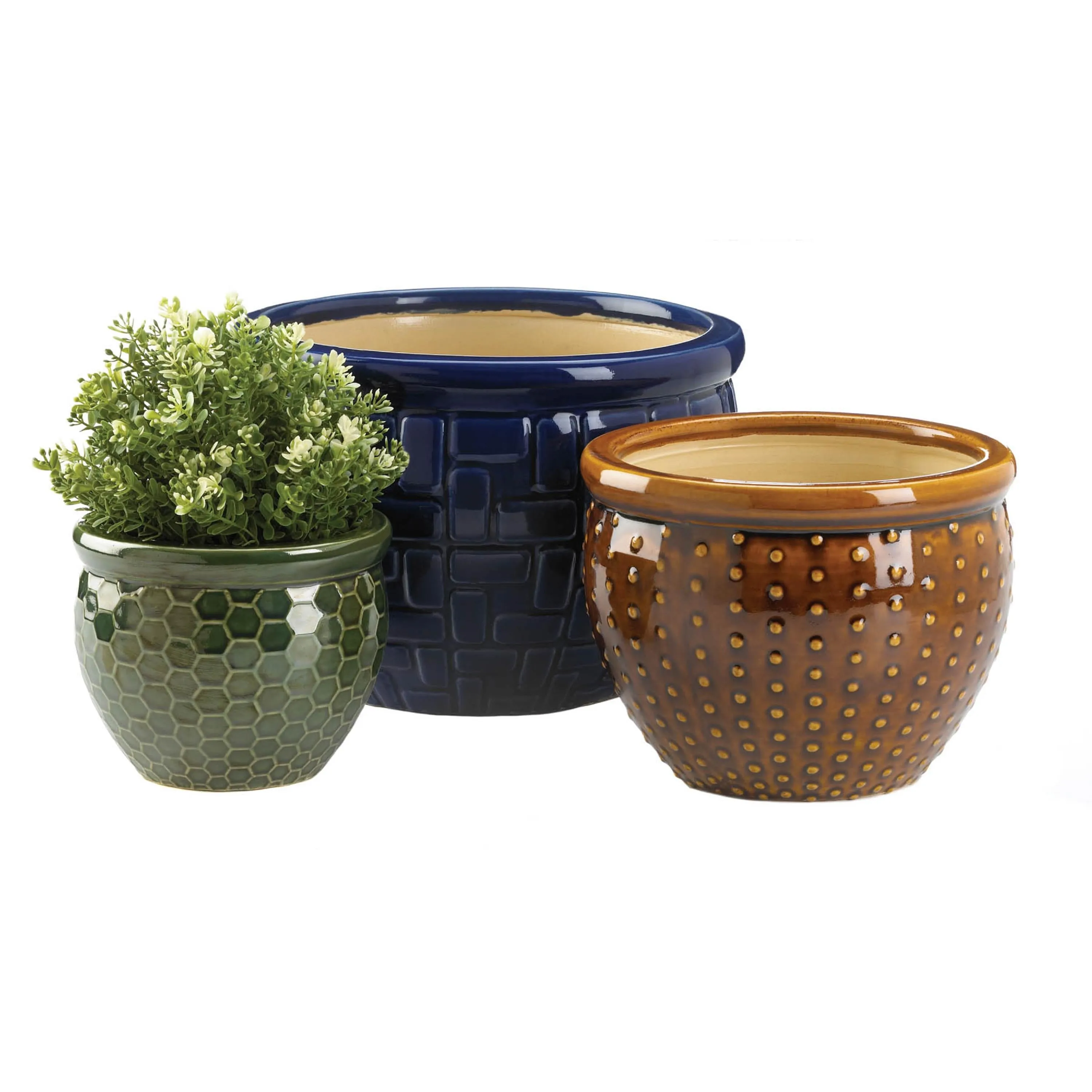 DESIGNER TRIO CERAMIC PLANT POTS