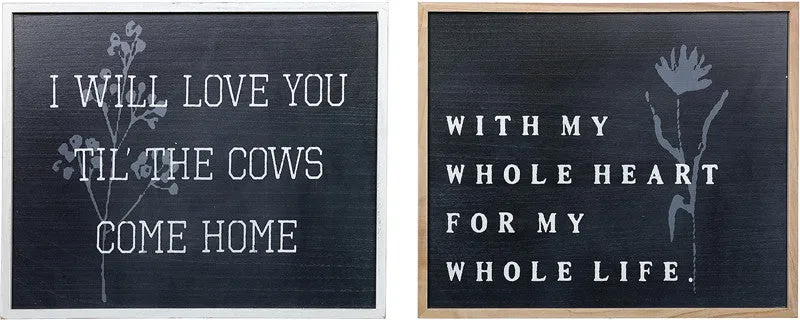 E24523 WOOD Sign Word FLOWER Frame 2 Asst
