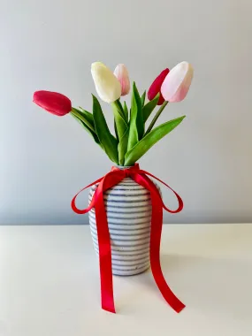 Effortless Gift Box for Valentine's Day - Everlasting Natural Touch Tulip Bouquet with Vase
