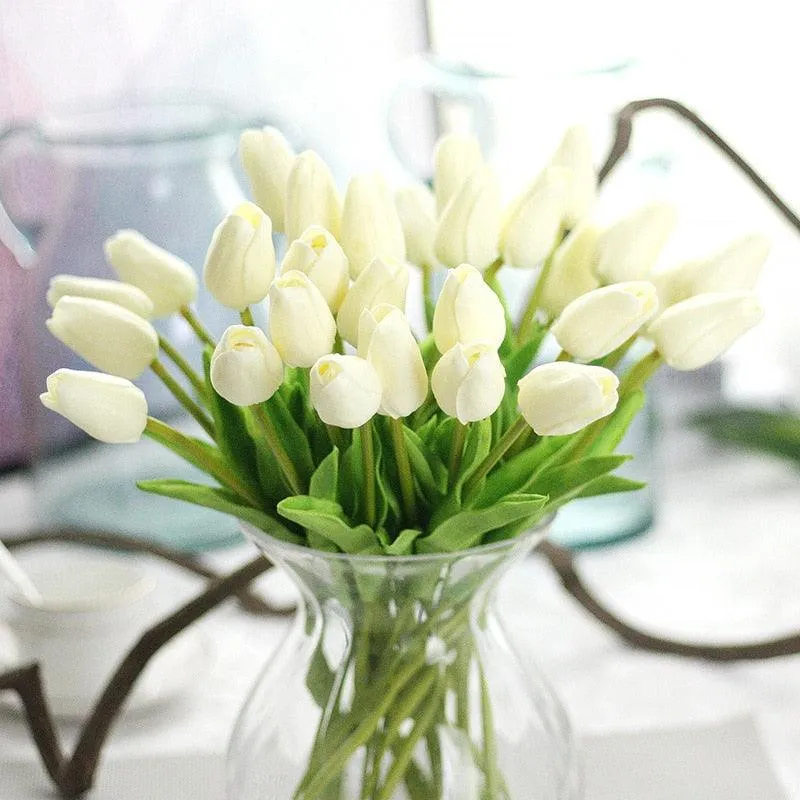 Elegant 10-Piece Lifelike Faux Tulip Bouquet - Real Touch Flower Set