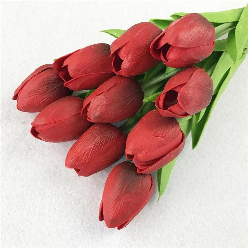 Elegant 10-Piece Lifelike Faux Tulip Bouquet - Real Touch Flower Set