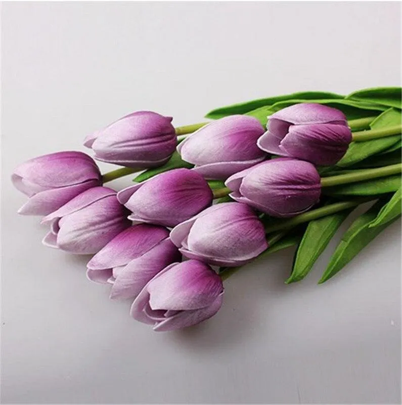 Elegant 10-Piece Lifelike Faux Tulip Bouquet - Real Touch Flower Set
