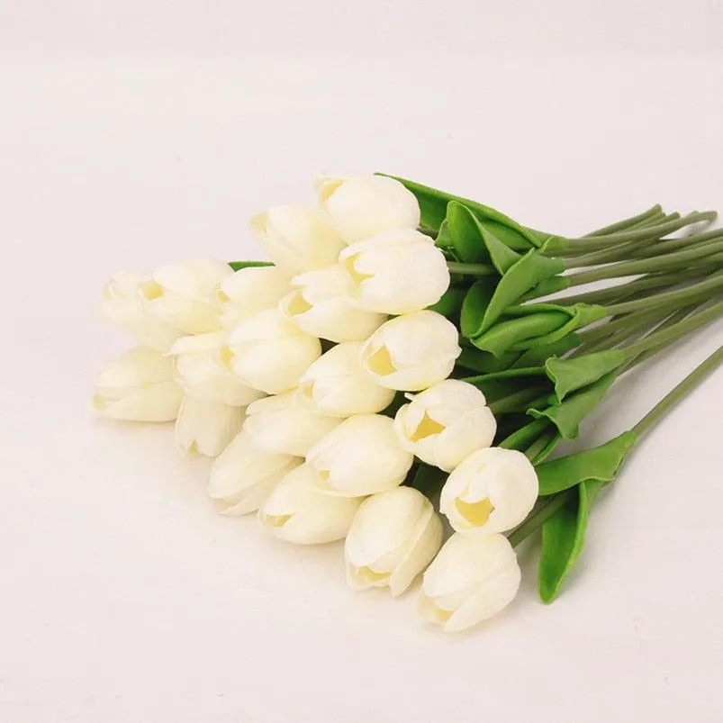 Elegant 10-Piece Lifelike Faux Tulip Bouquet - Real Touch Flower Set