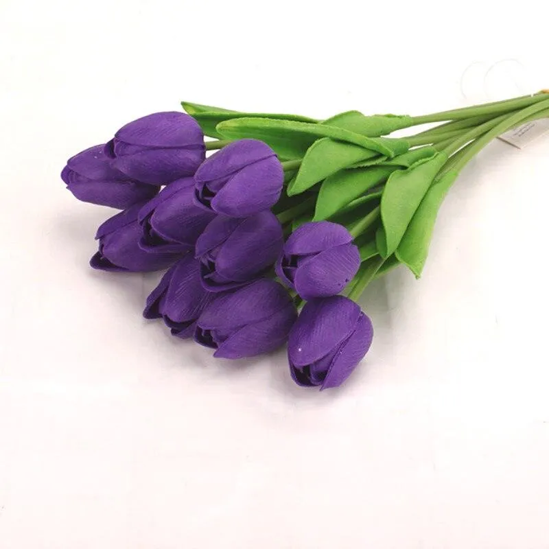 Elegant 10-Piece Lifelike Faux Tulip Bouquet - Real Touch Flower Set