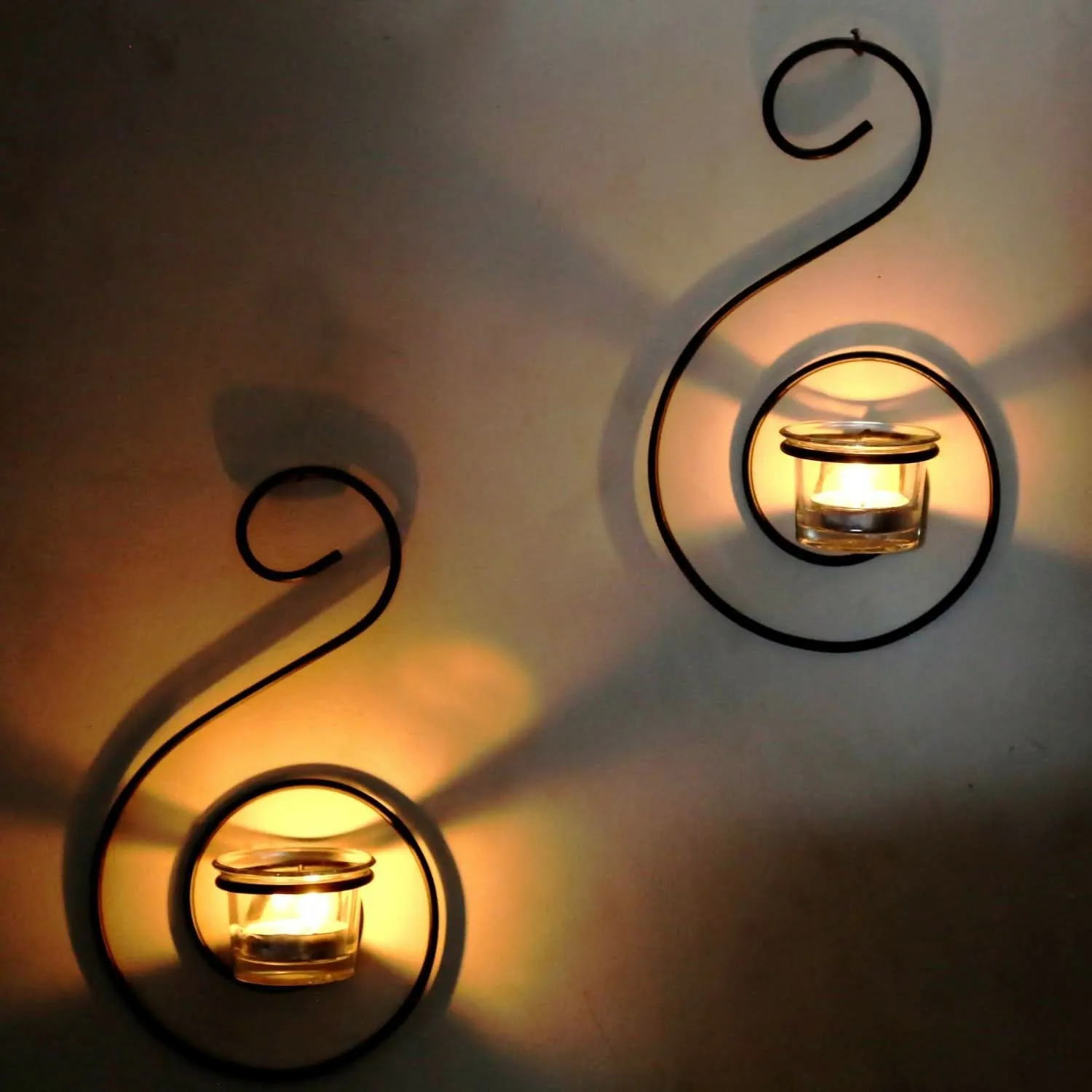 Elegant Iron Antique Wall Sconce Set with Tealight Holders (Pack of 2)
