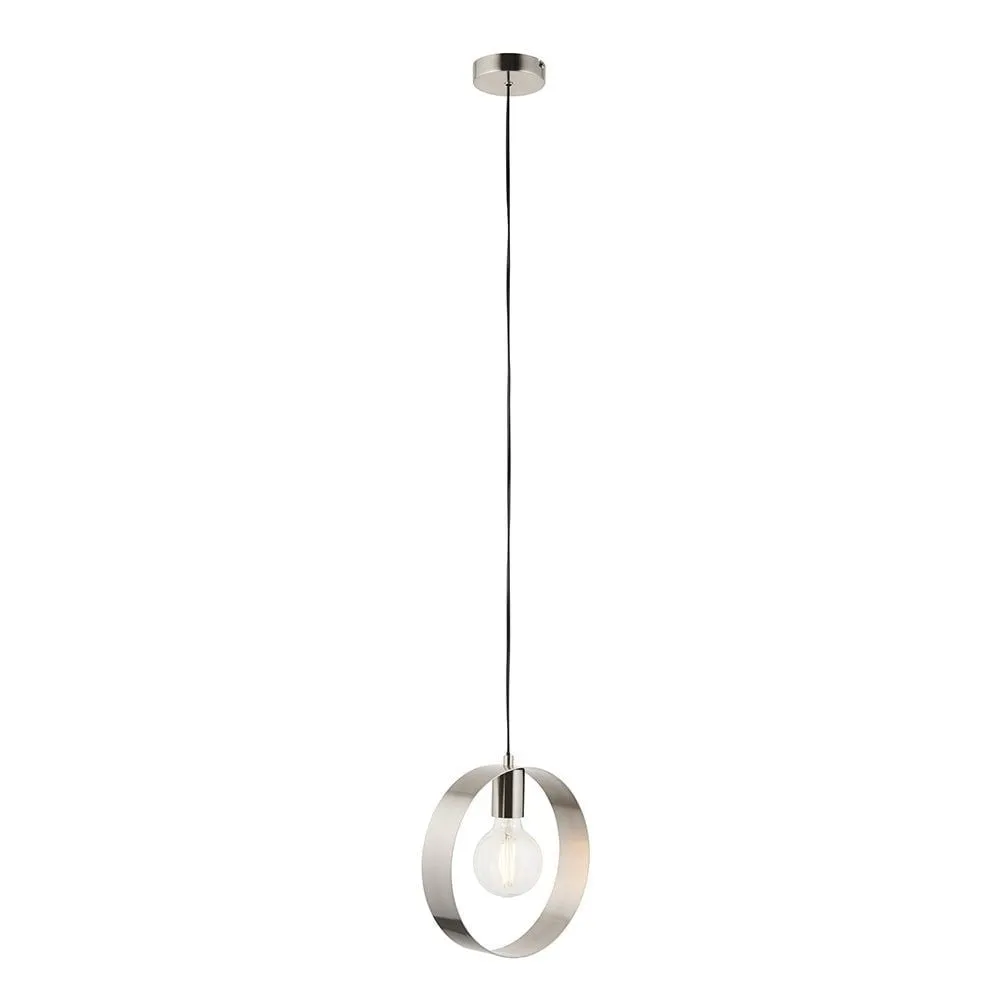 Endon 90454 Hoop 1 Light Pendant Brushed Nickel