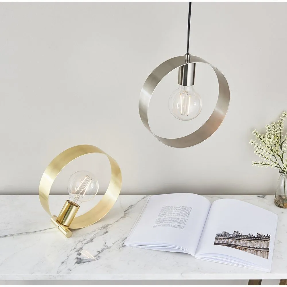 Endon 90454 Hoop 1 Light Pendant Brushed Nickel