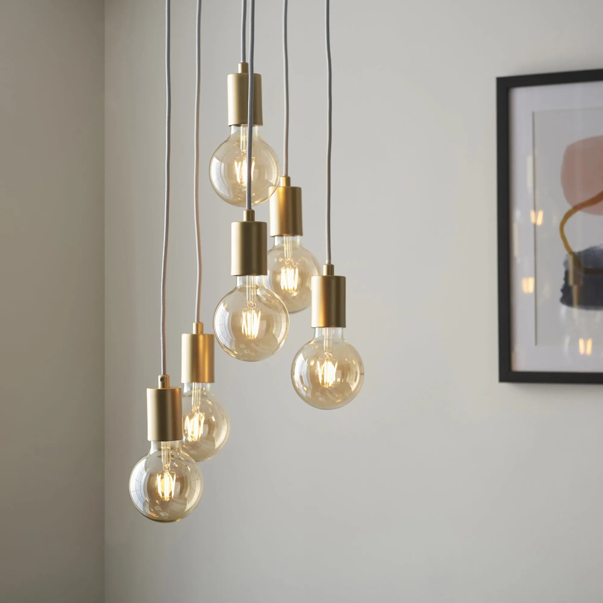 Endon 98136 Studio 6 Light Pendant Soft Gold Paint