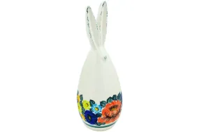 faience 10" Bunny Figurine Blooming Roses