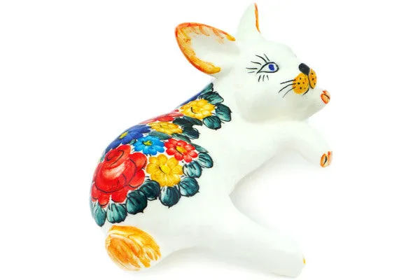 faience 9" Bunny Figurine Little Flower Patch