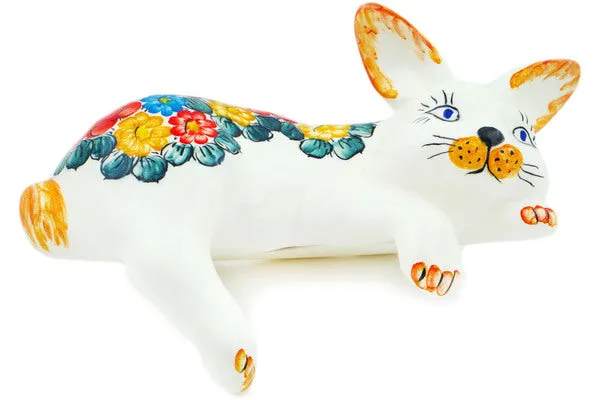 faience 9" Bunny Figurine Little Flower Patch