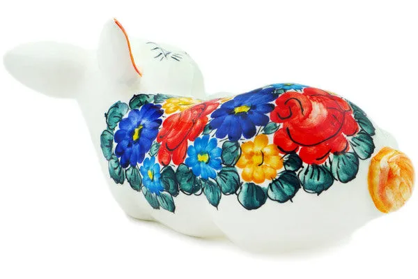 faience 9" Bunny Figurine Little Flower Patch