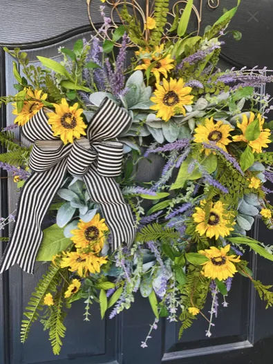 Farm house wreath, Lavender Wreath, Front Door Summer Wreath, Sunflower Wreath, Lavender Wreaths