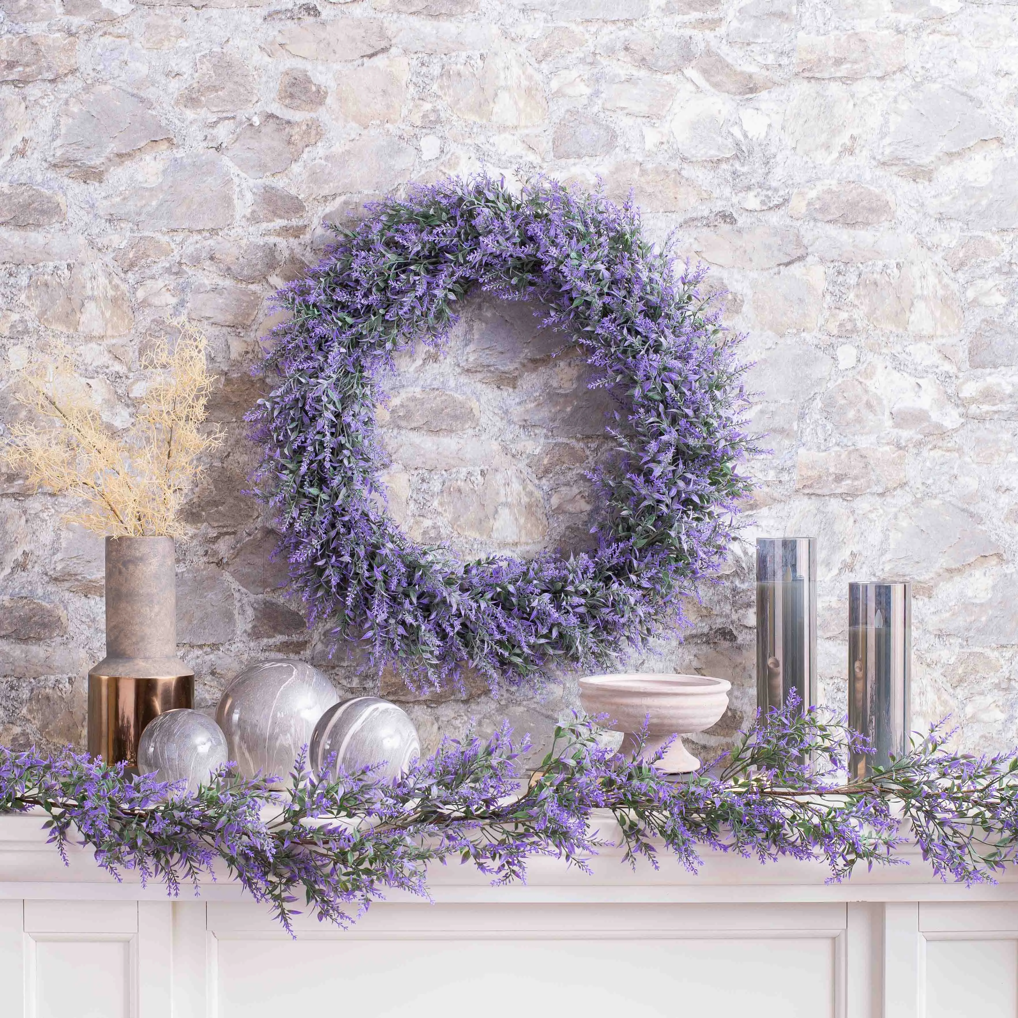 Faux Lavender Outdoor Spring Summer Purple Front Door Wreath