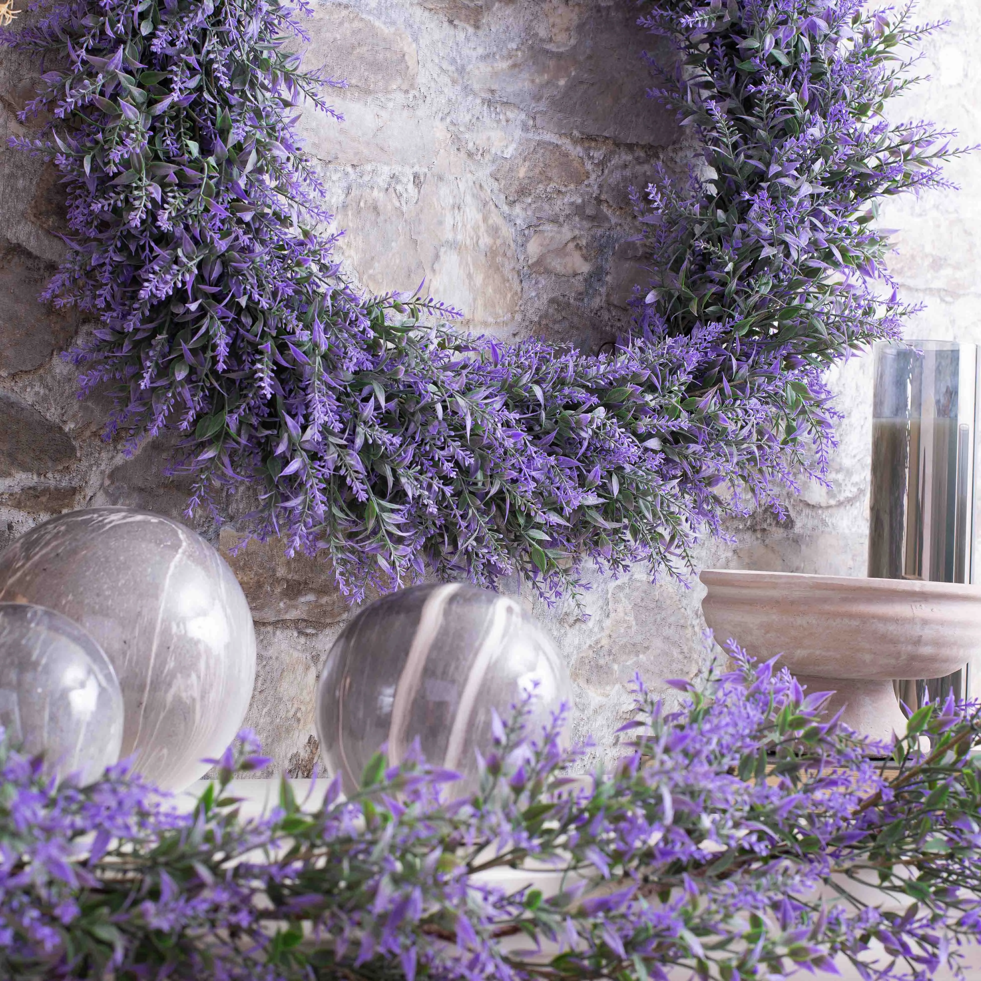 Faux Lavender Outdoor Spring Summer Purple Front Door Wreath