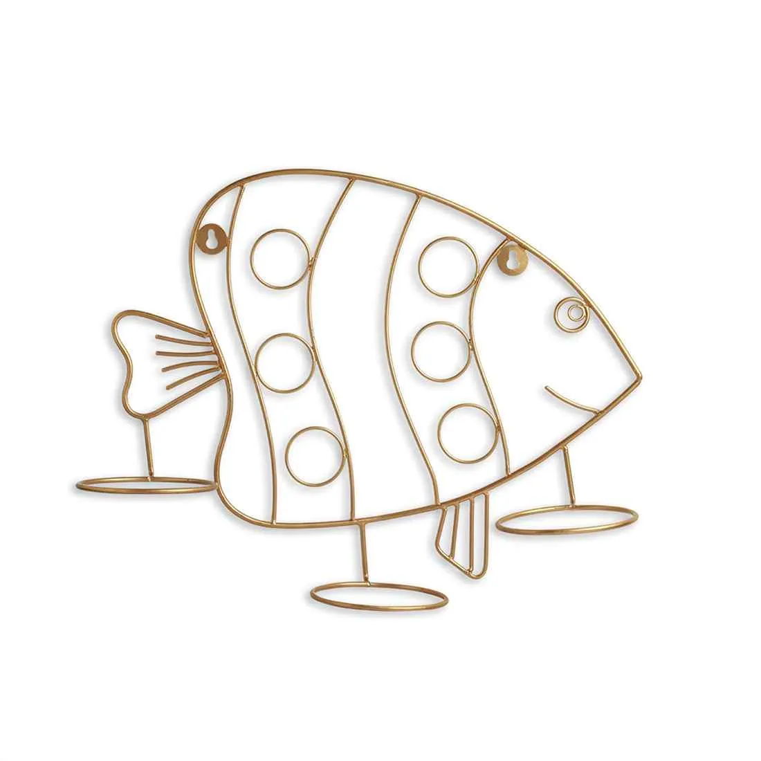 Fish' Wall Planter Pots In Galvanized Iron (35.6 cm | Brass Finish)