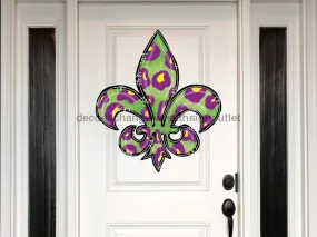 Fleur De Lis Sign, Mardi Gras Sign, Louisiana Sign, wood sign, Door Hanger, DECOE-W-167, 11" Wreath Sign