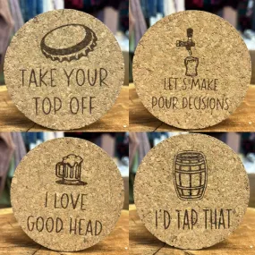 Funny Saying Cork Coasters - 4 Pack