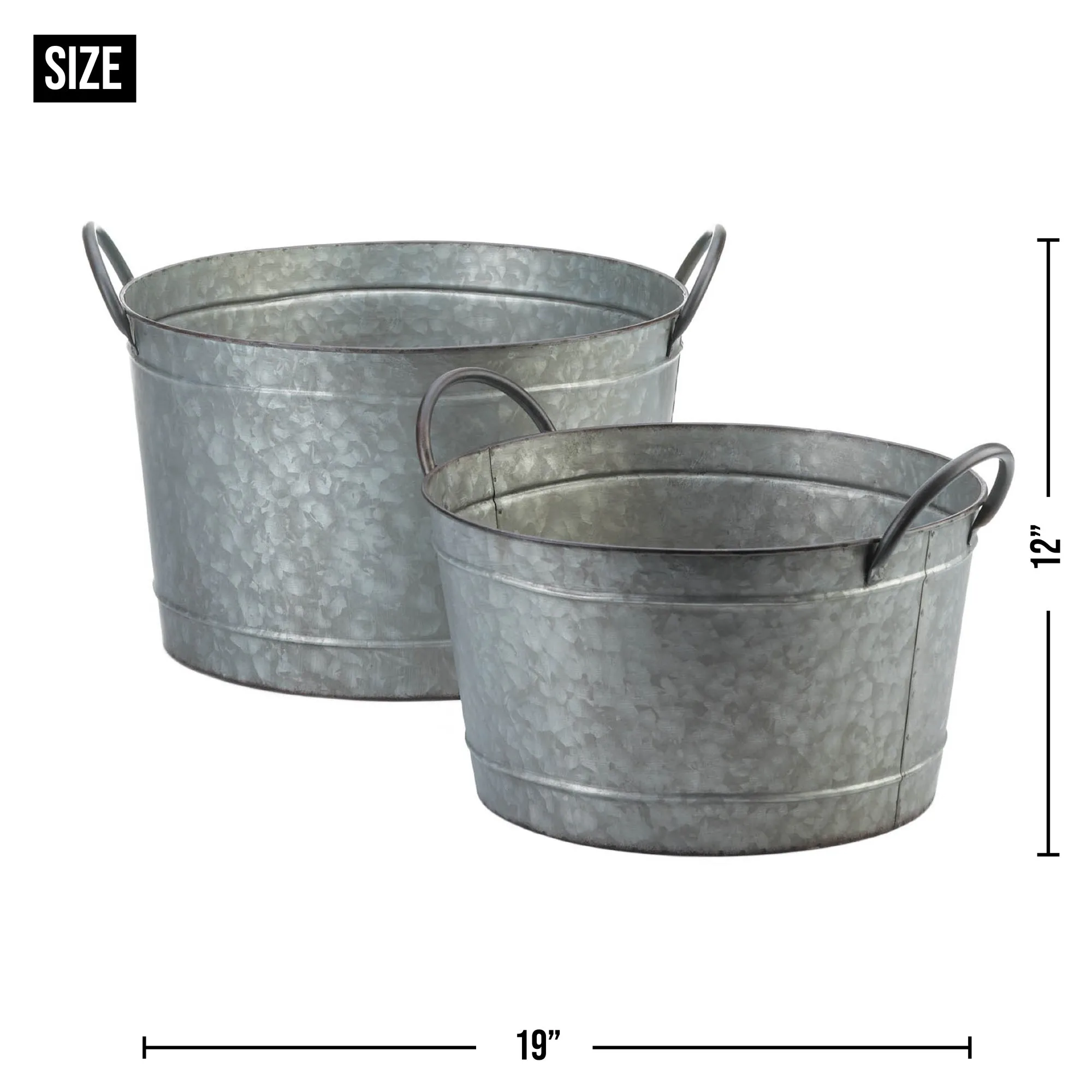 GALVANIZED BUCKET PLANTER DUO